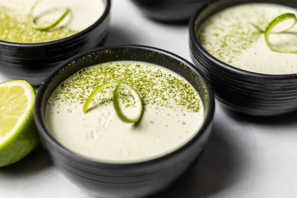 dairy-free coconut lime panna cotta with matcha