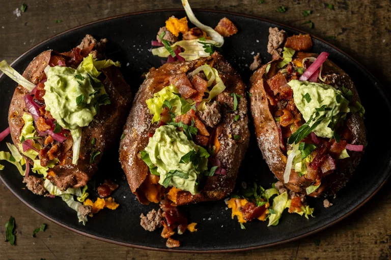 aip bacon burger stuffed sweet potato